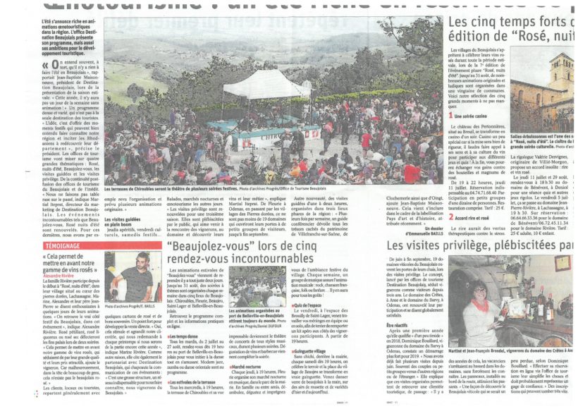 Rosé nuits d’été – Le Progrès – 4 juillet 2019 Rosé nuits d’été – Le Progrès – 4 juillet 2019