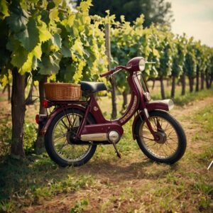 mobylette vintage en pierres dorées